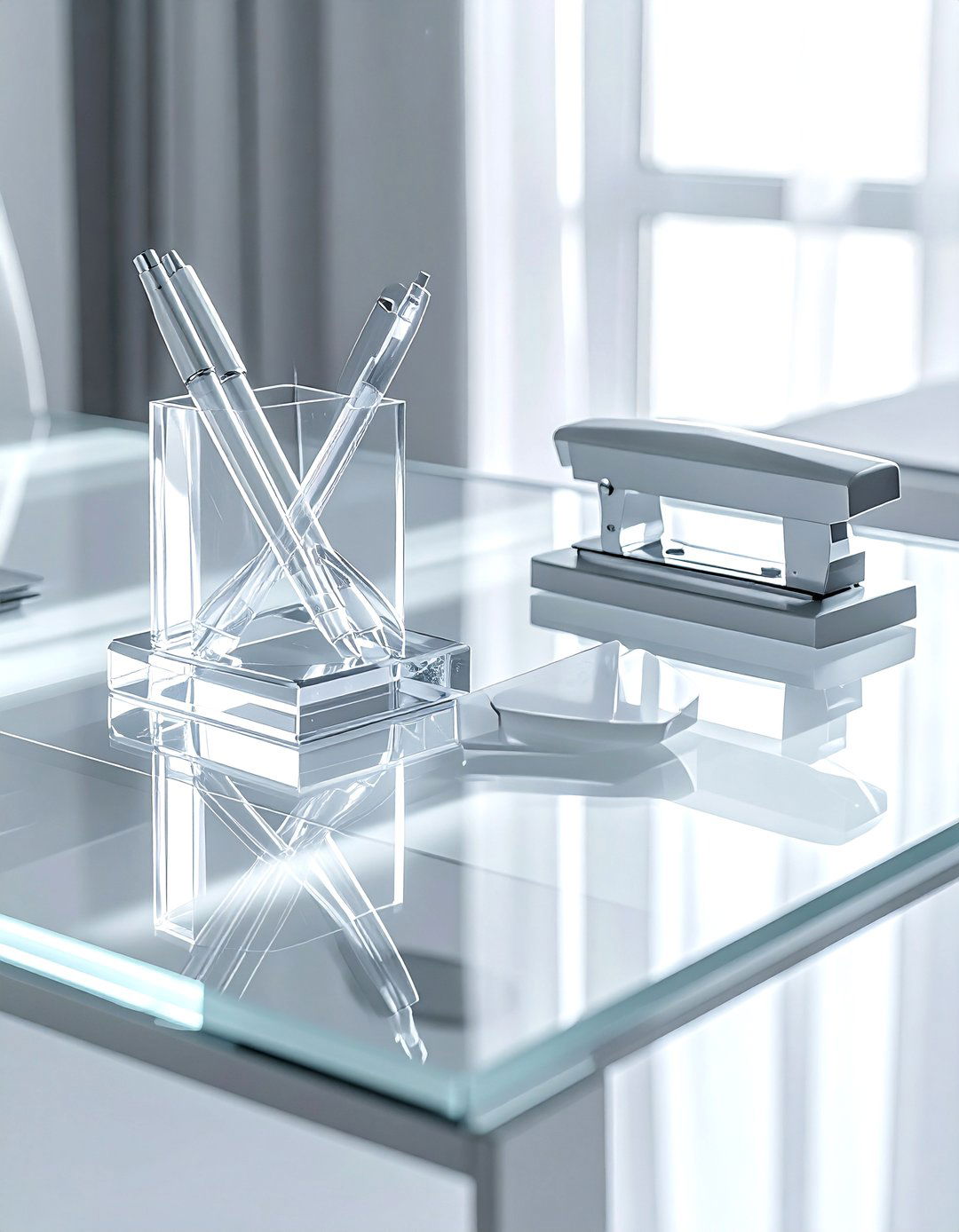 Acrylic desk accessories - 30 home office organization ideas