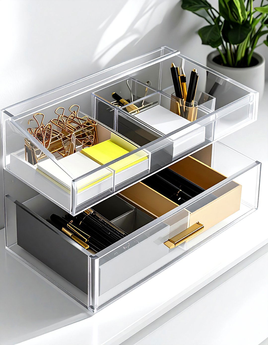 Acrylic drawer organizer - 30 desk accessory ideas