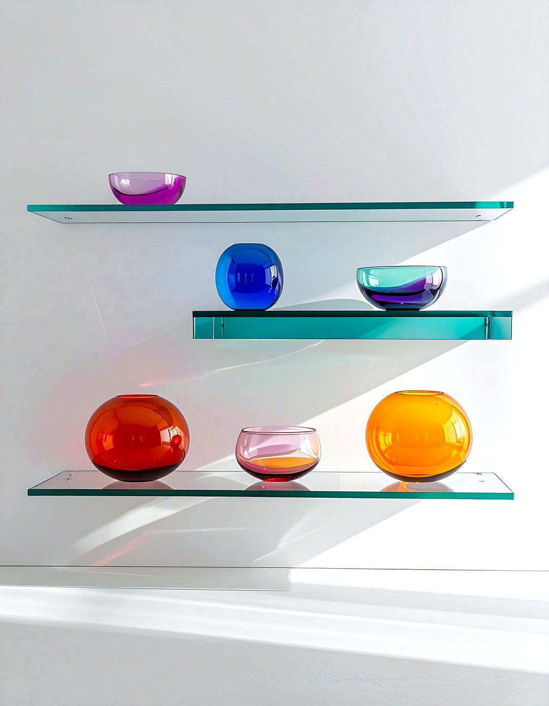 Acrylic floating shelves - 30 living room wall shelving ideas