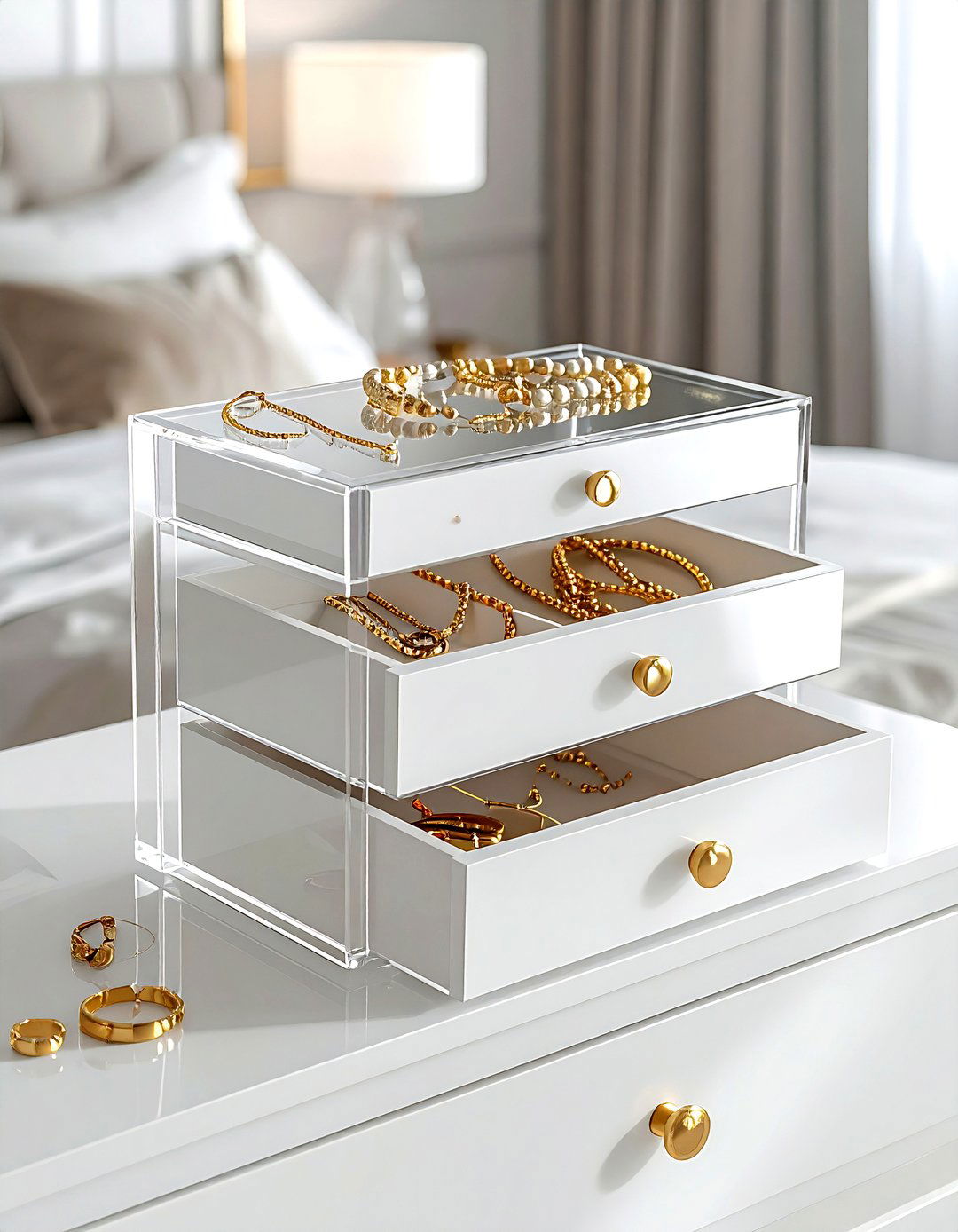 Acrylic jewelry organizer - 30 lucite decor ideas