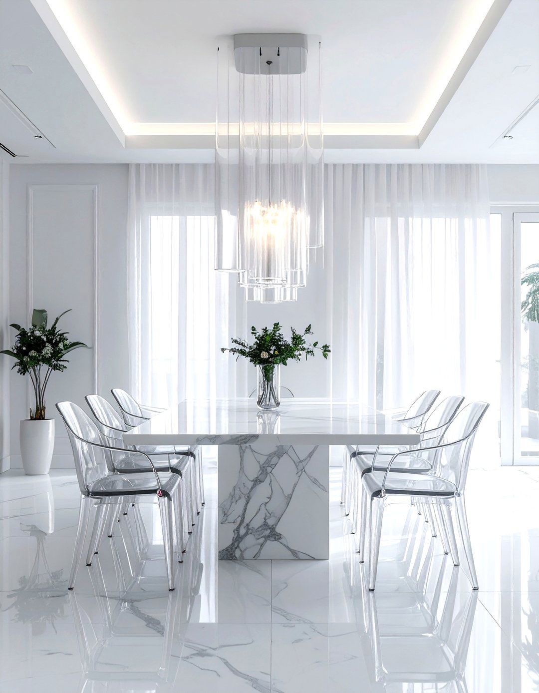 Acrylic linear chandelier - 30 linear chandelier dining room ideas