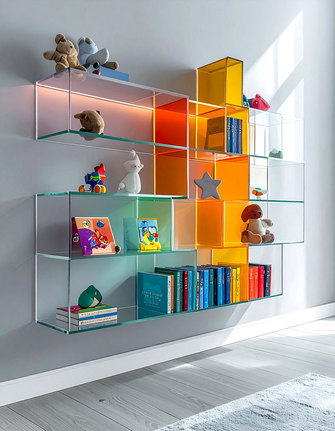 Acrylic nursery book shelves - 30 nursery shelf ideas