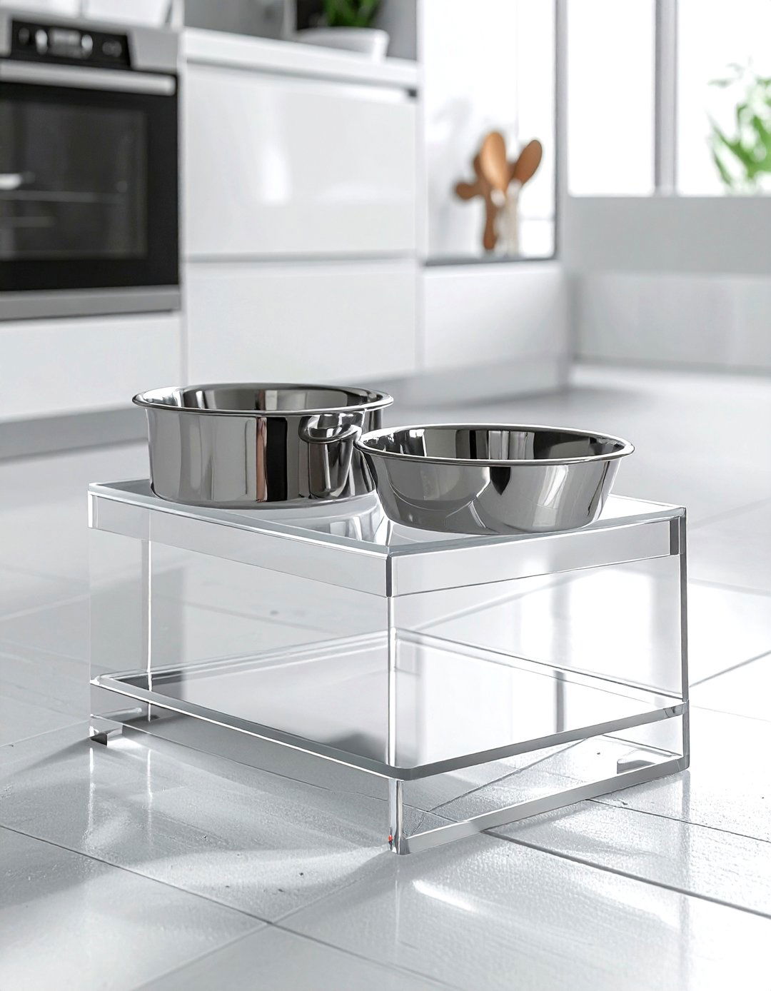 Acrylic pet bowl stand - 30 lucite decor ideas