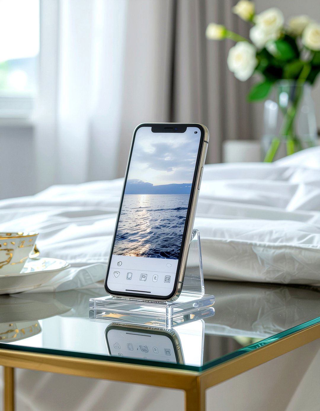 Acrylic phone charging stand - 30 bedroom charging stations