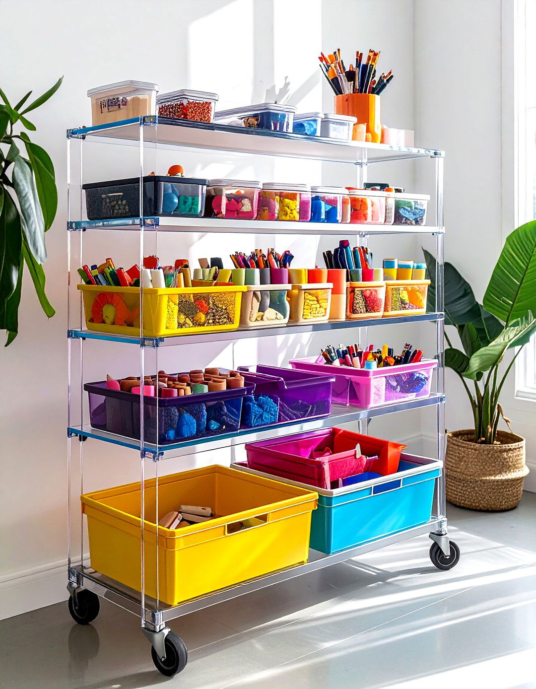 Acrylic rolling cart - 30 acrylic decor ideas