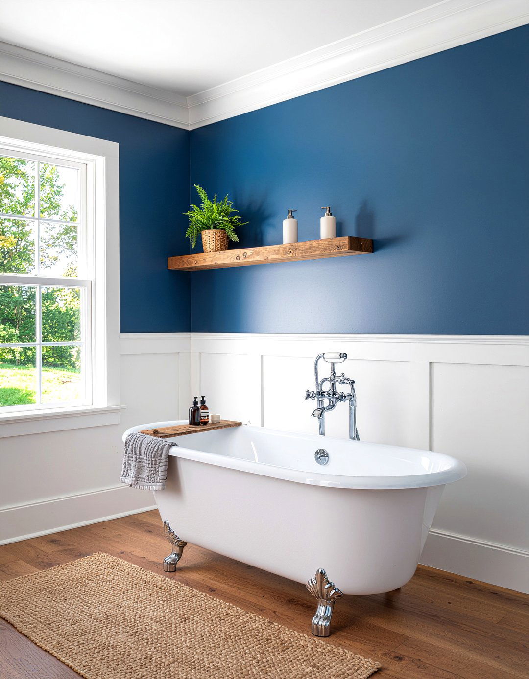 Add board and batten - 30 low cost bathroom makeover ideas