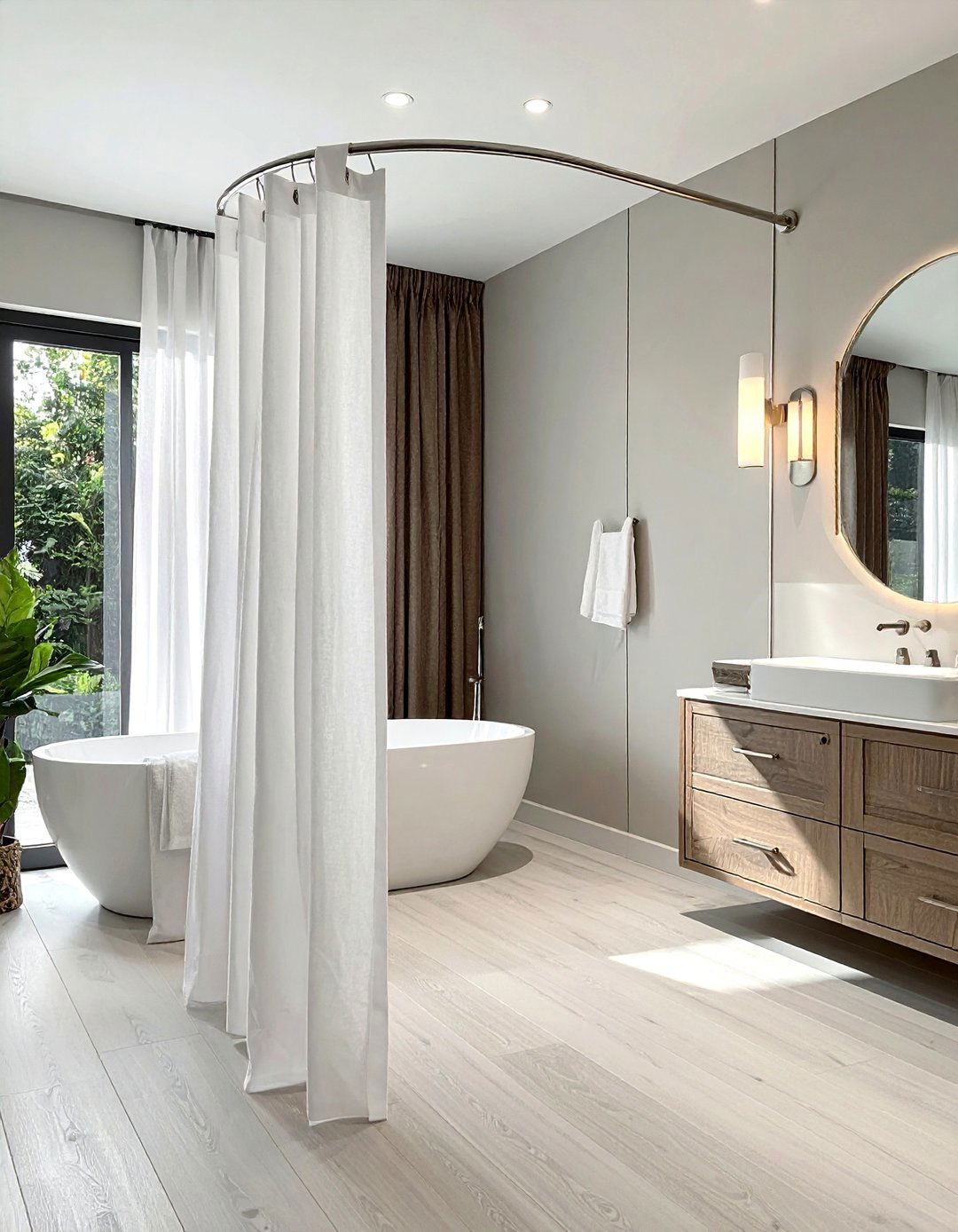 Add curved shower rod - 30 weekend bathroom projects