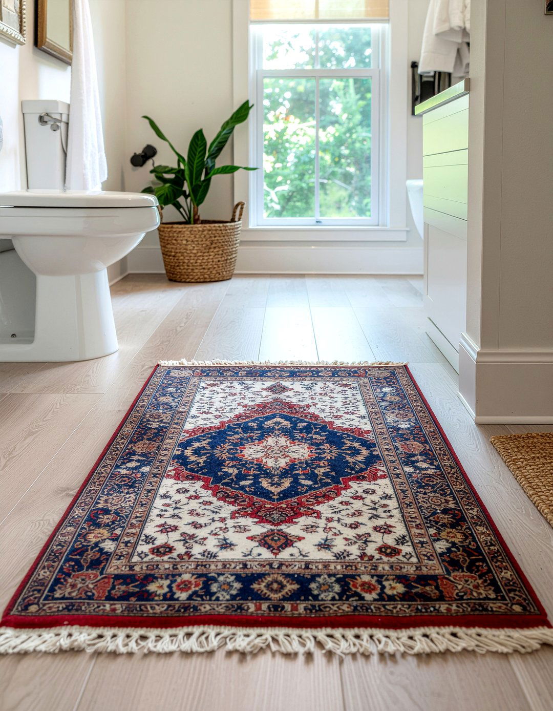 Add rug or runner - 30 low cost bathroom makeover ideas