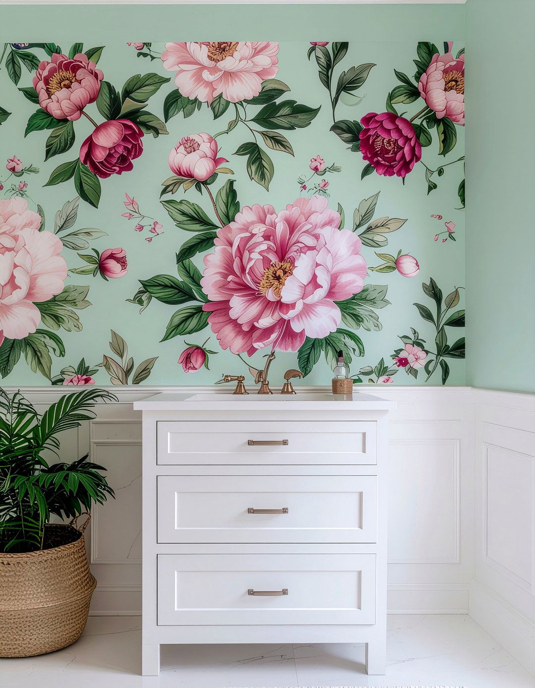 Add wallpaper accent - 30 bathroom on a budget ideas