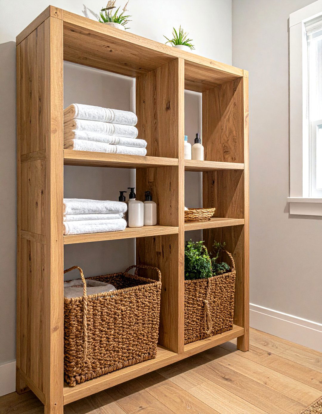 Add wicker storage baskets - 30 cheap bathroom remodel ideas