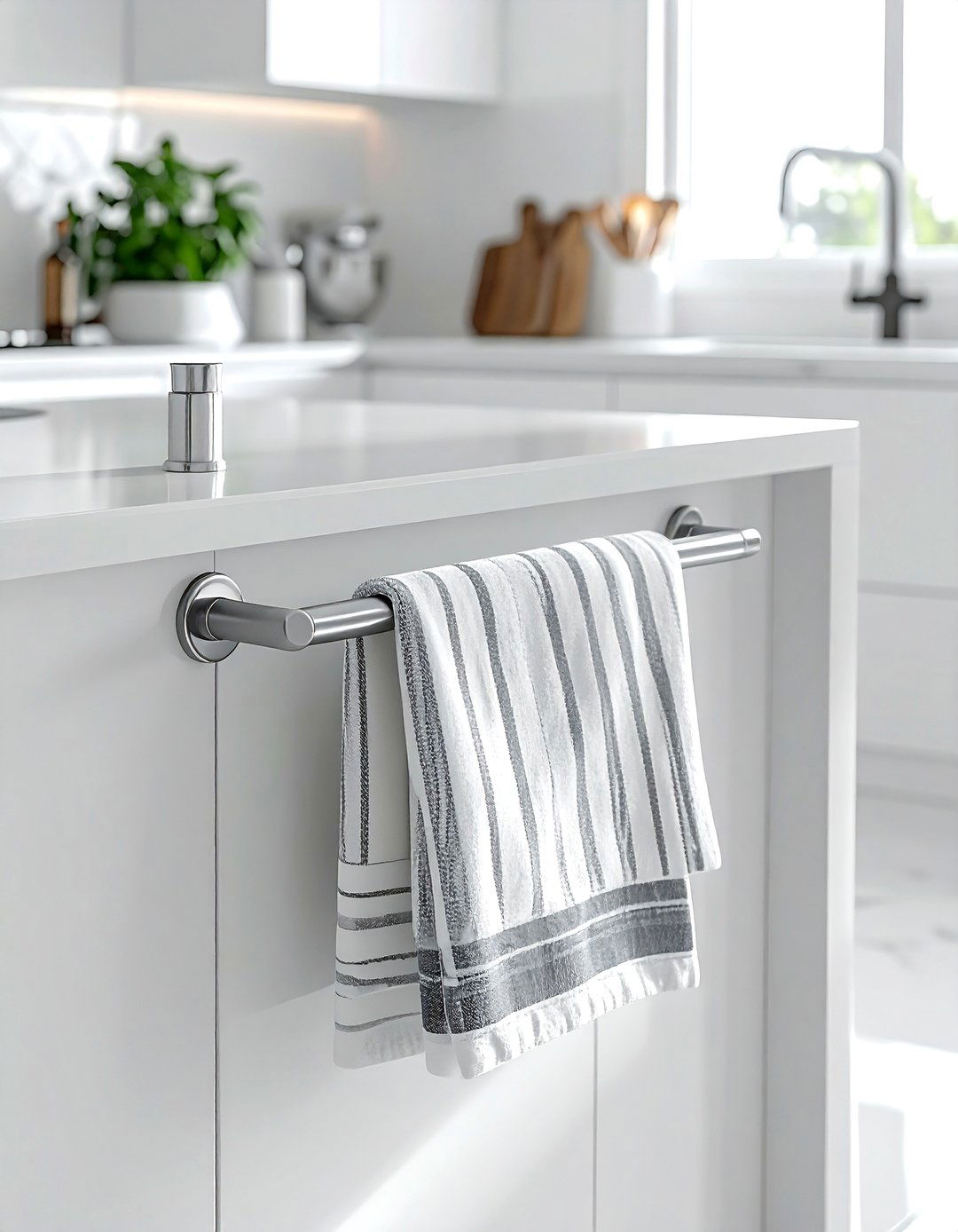 Adhesive Towel Bar - 30 removable kitchen ideas