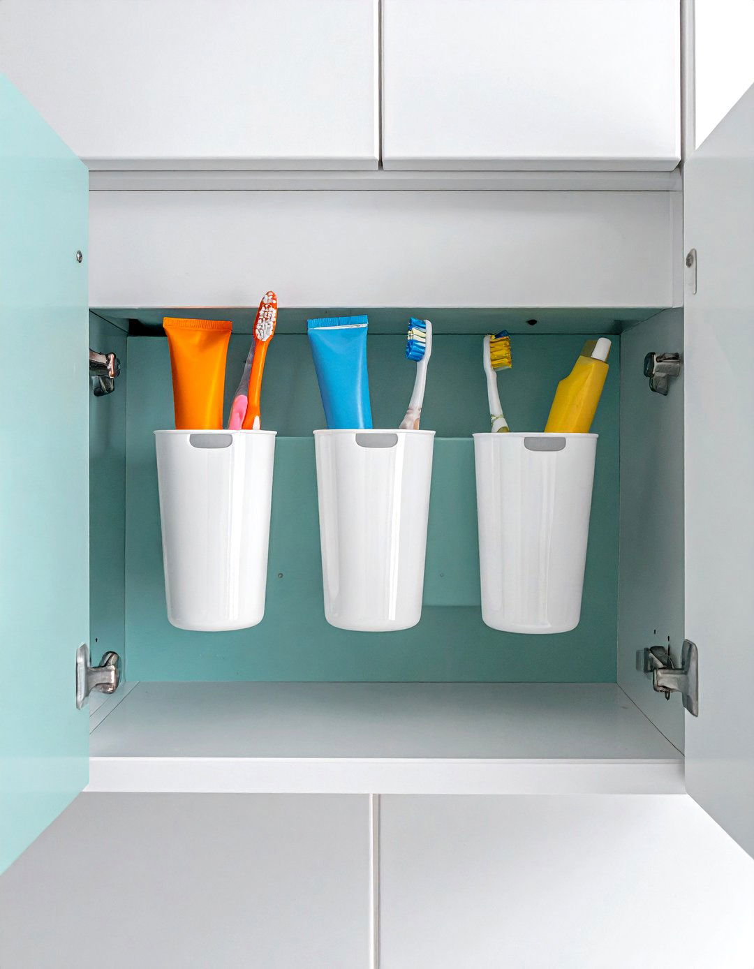 Adhesive Wall Cups - 30 under sink bathroom storage ideas