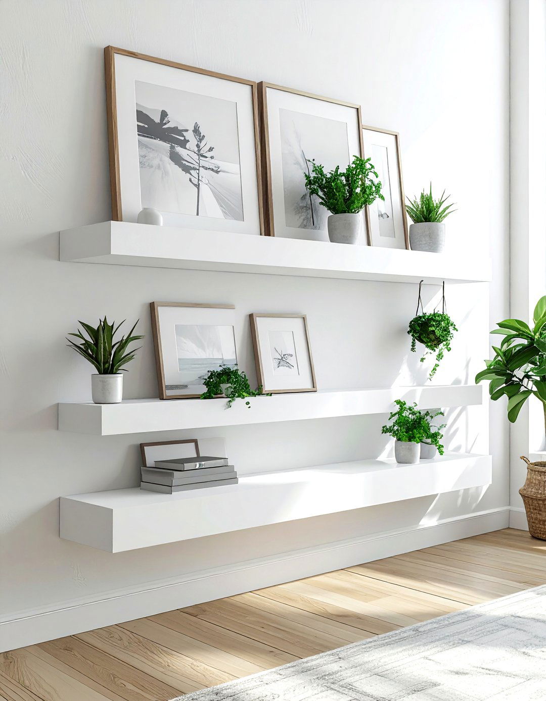 Adhesive picture ledges - 30 removable decor ideas