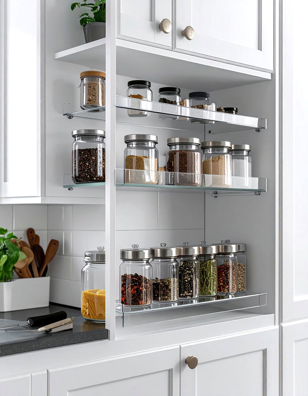 Adhesive spice shelf - 30 no damage kitchen ideas