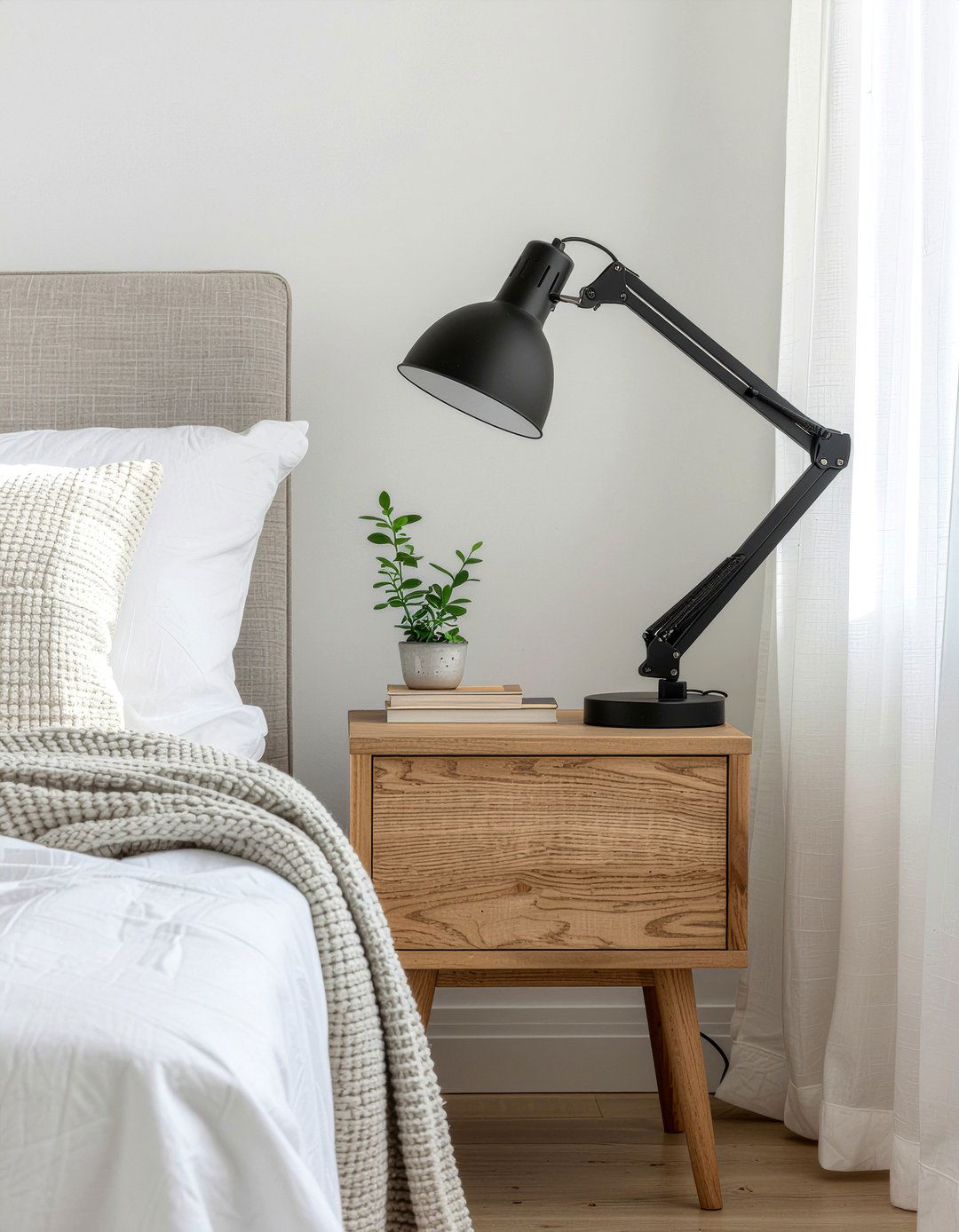 Adjustable Bedside Lamp - 30 bedroom task lighting ideas