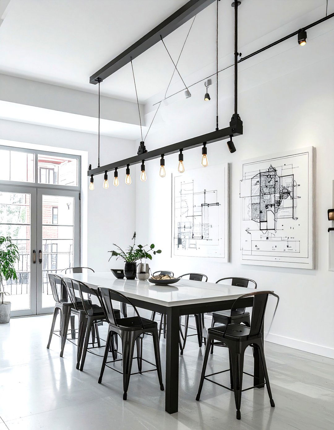 Adjustable arm industrial chandelier dining room - 30 industrial chandelier dining room ideas