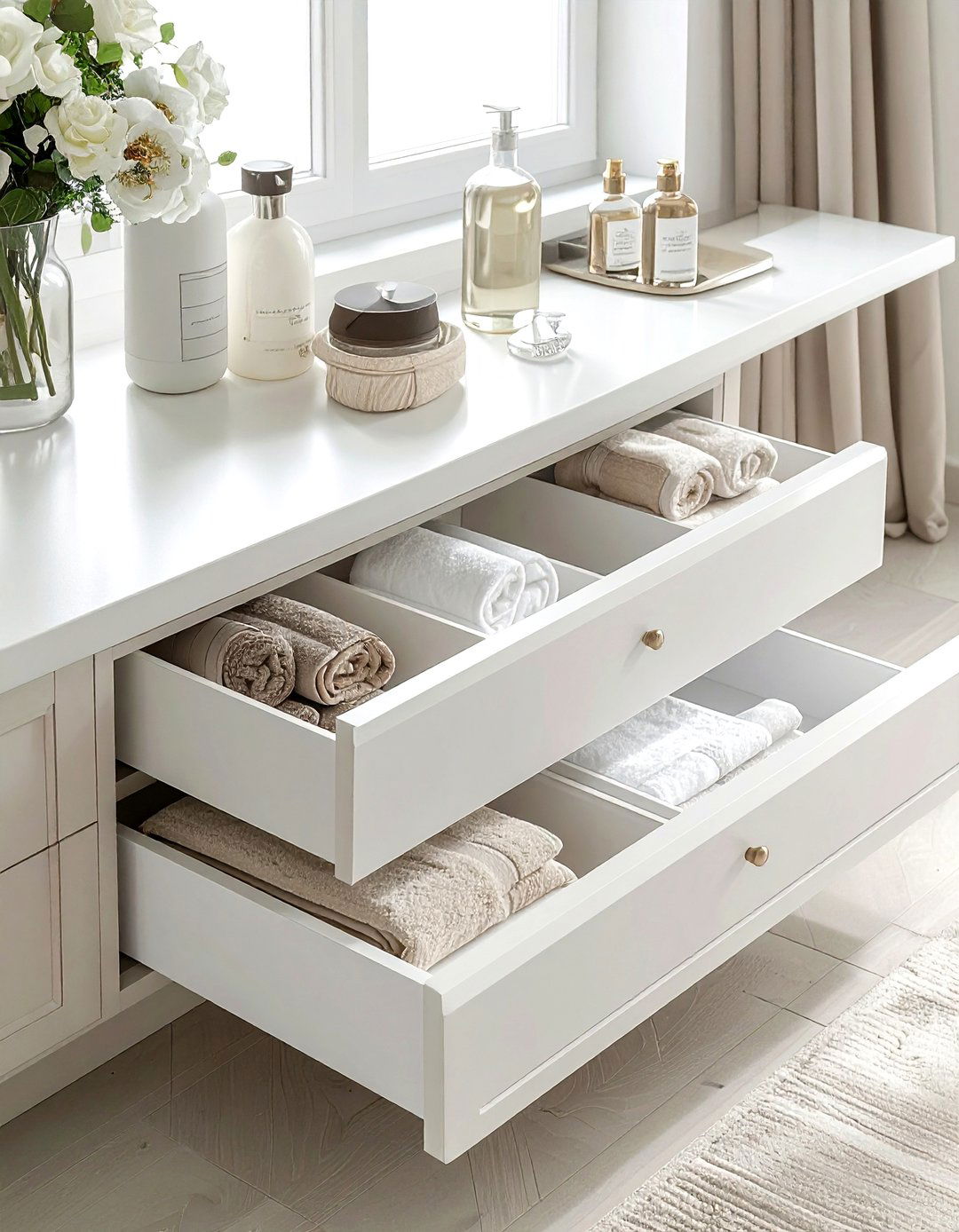 Adjustable drawer dividers - 30 bathroom drawer organization ideas