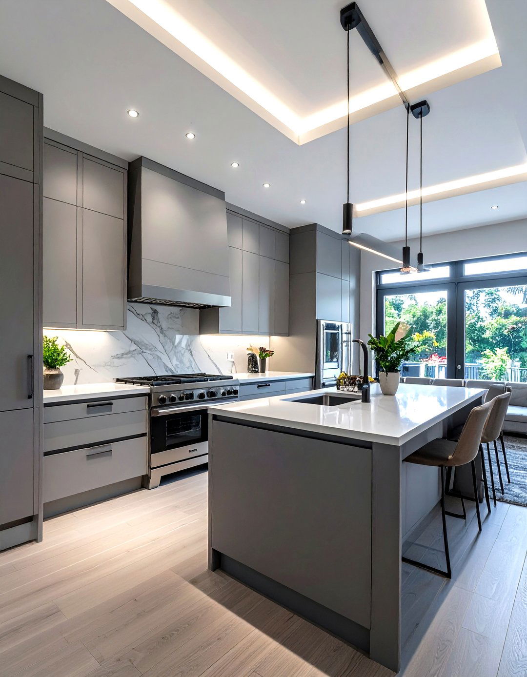 Adjustable gimbal recessed lights - 30 kitchen LED lighting ideas