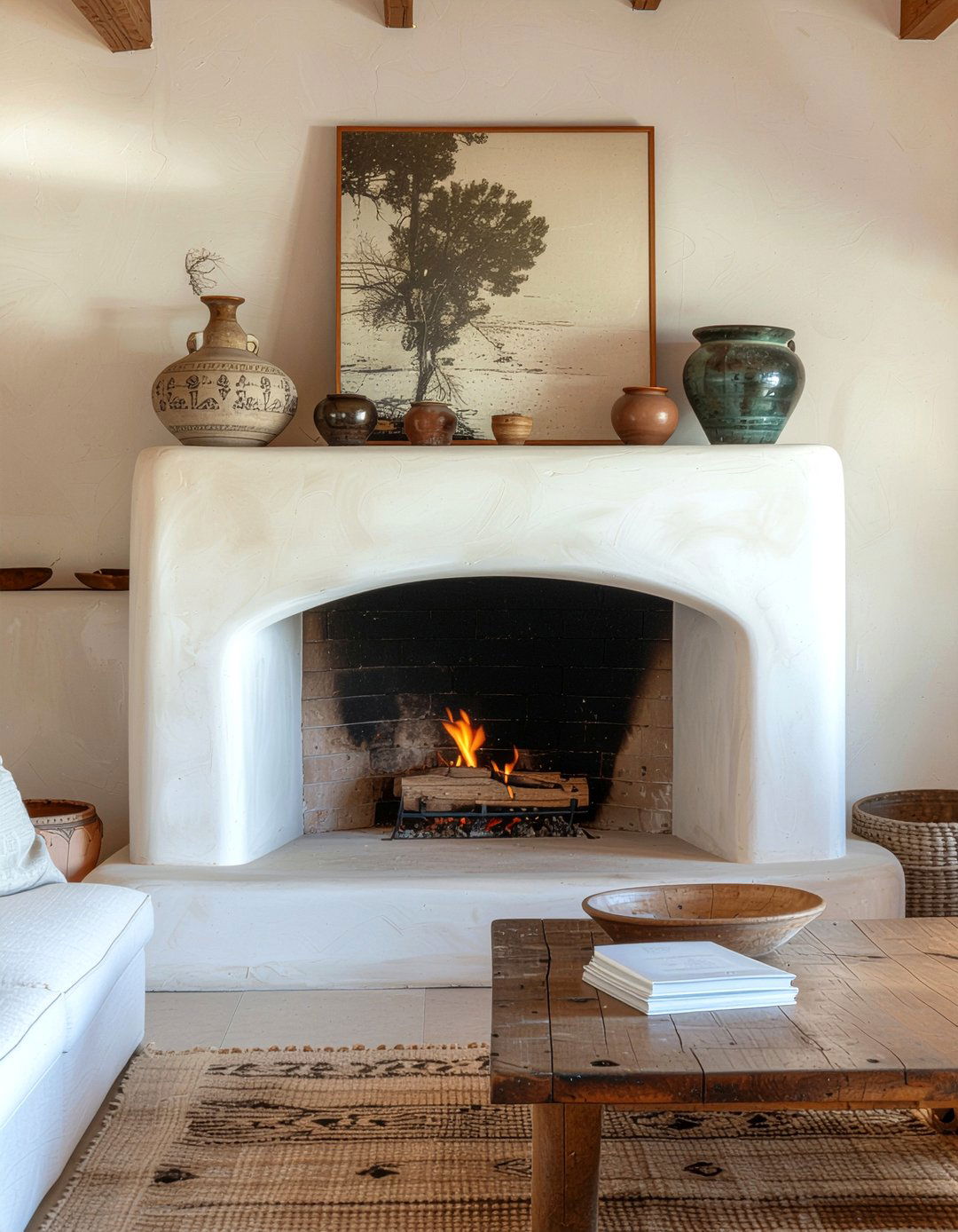 Adobe Style Fireplace Mantel - 30 living room southwestern furniture ideas