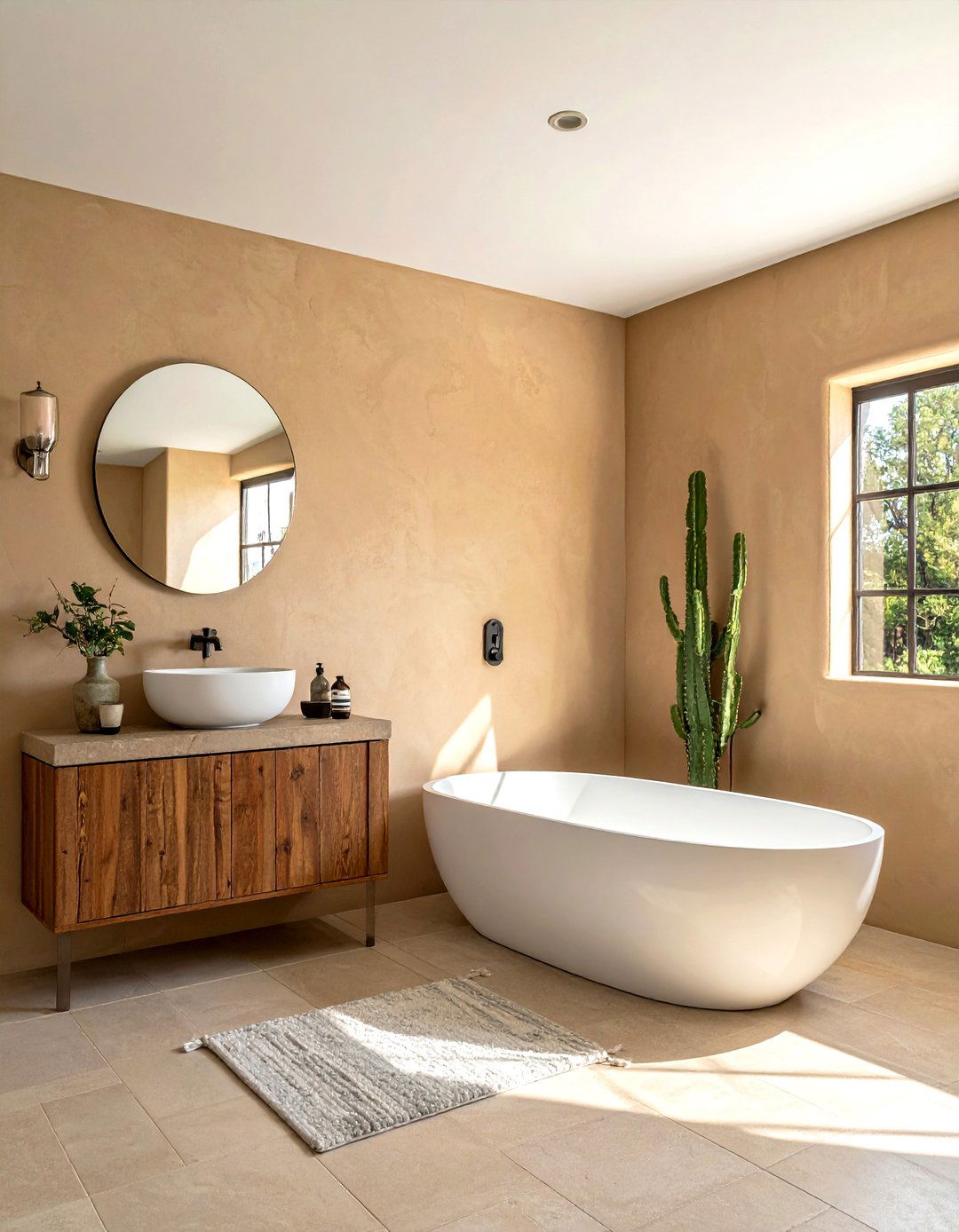 Adobe wall texture - 30 southwestern bathroom ideas
