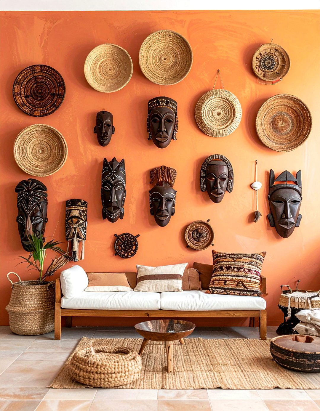 African Tribal Art Wall - 30 world traveler decor ideas