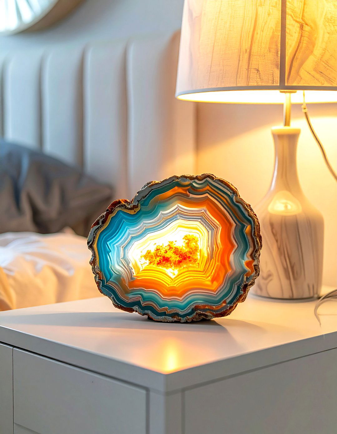 Agate Slice Lamp - 30 mineral decor ideas