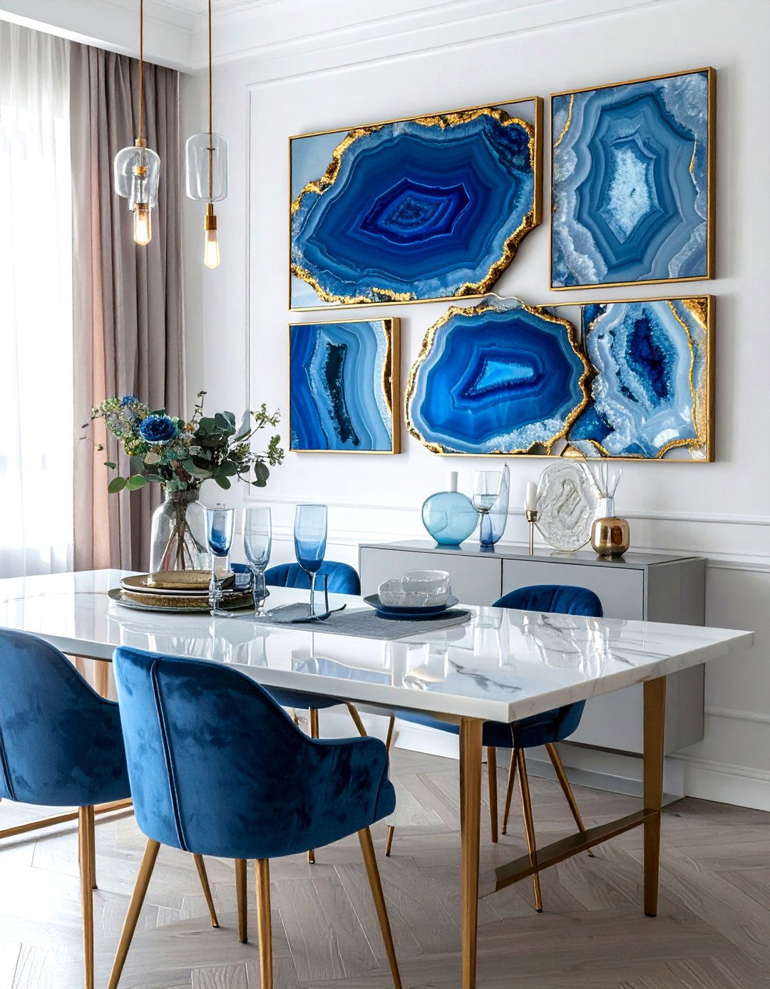 Agate slice wall art - 30 crystal decor ideas