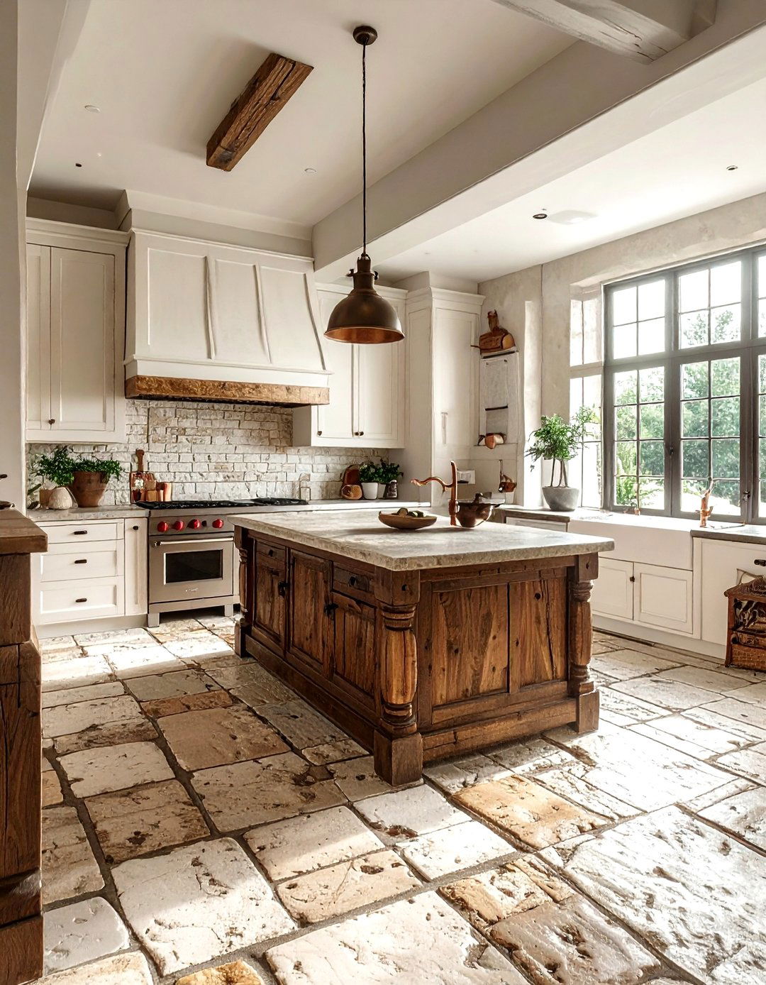 Aged limestone kitchen floor - 30 limestone floor kitchen ideas