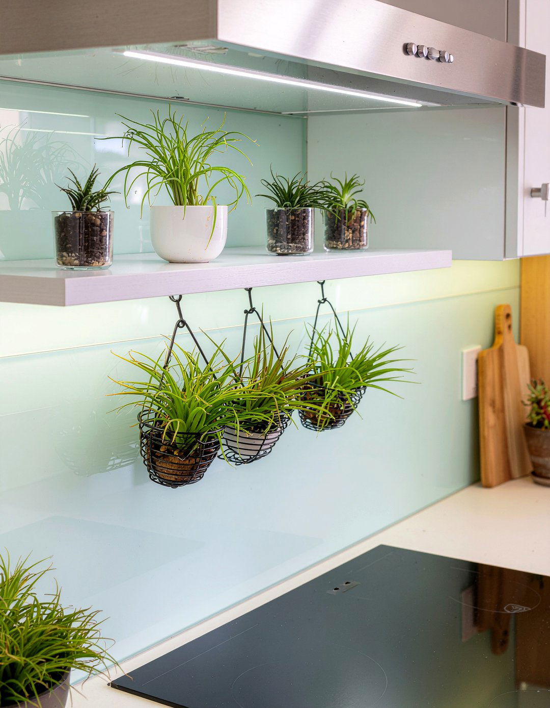Air Plants On Kitchen Backsplash - 30 hanging plant kitchen ideas