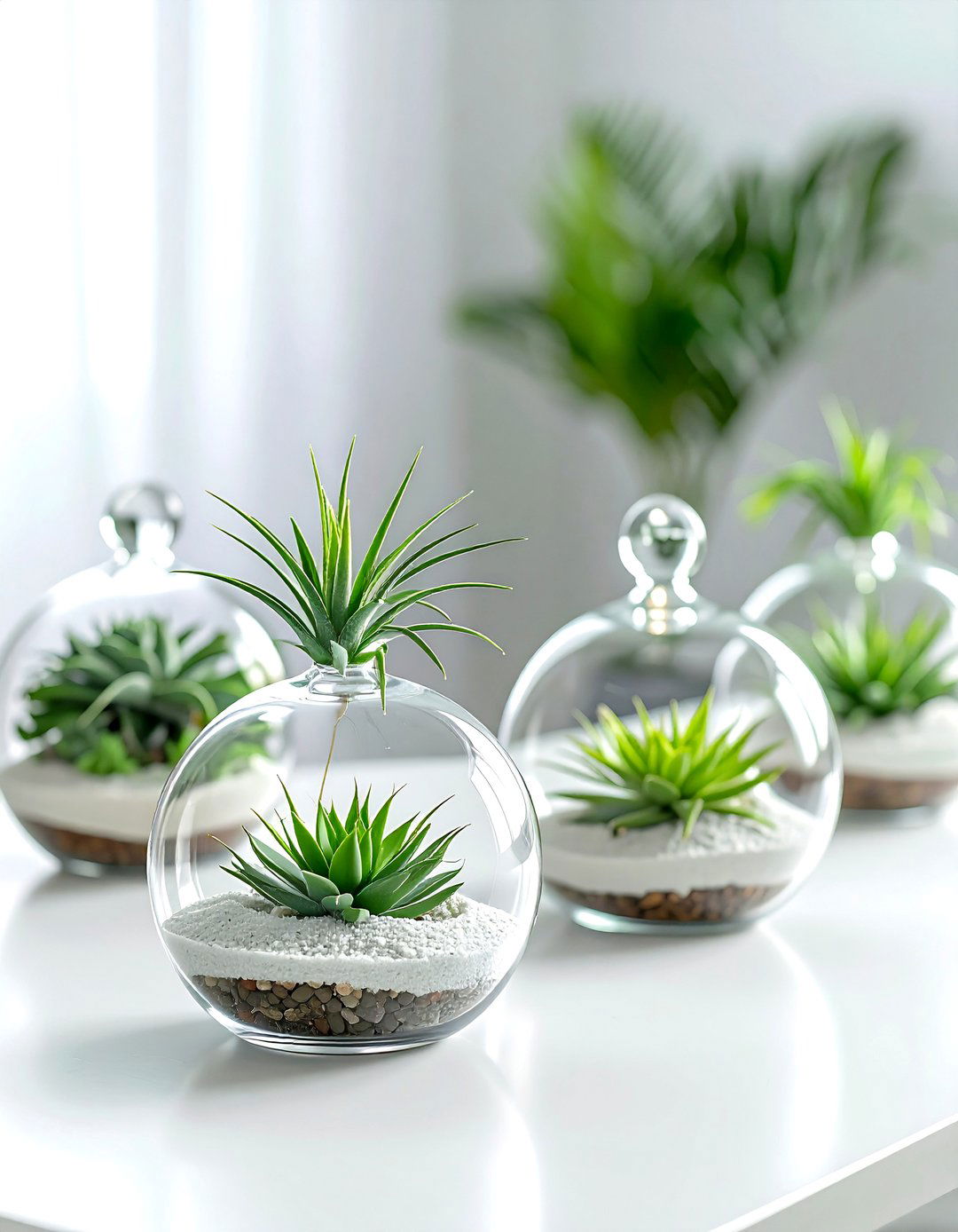 Air Plants in Glass Terrariums for Dining Table - 30 dining room indoor plant ideas