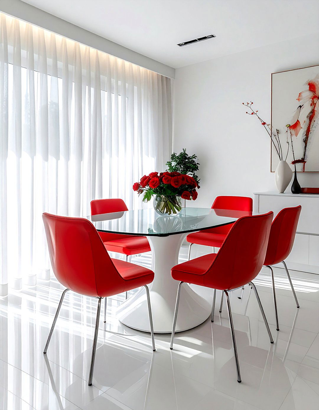 Airy Red White Dining Room Atmosphere - 30 red and white dining room ideas