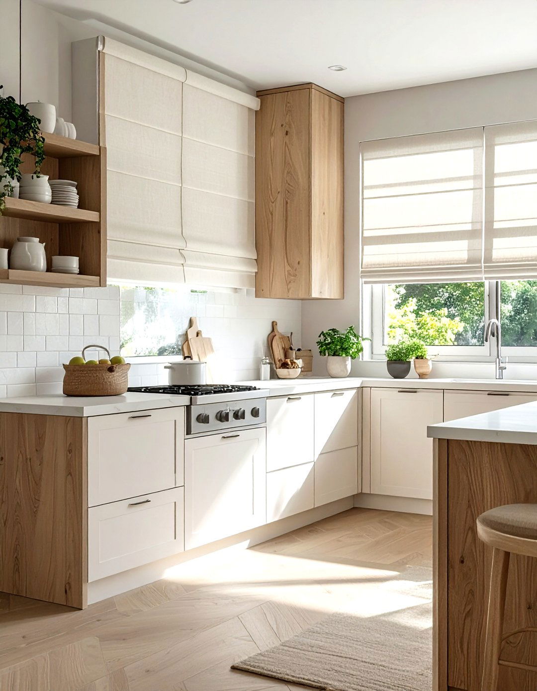Airy kitchen linen blinds - 30 kitchen blinds ideas