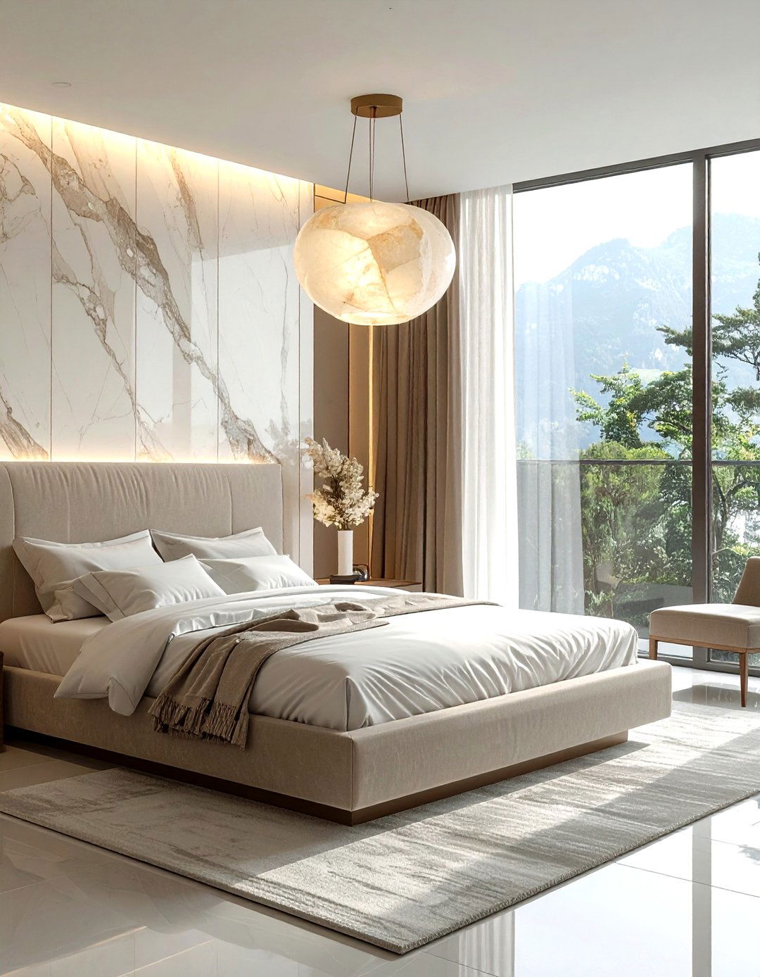 Alabaster Stone Pendant - 30 bedroom pendant lighting ideas