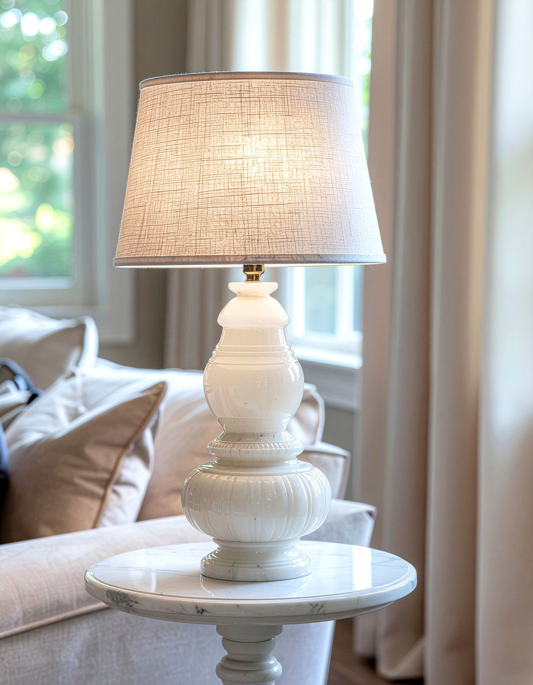 Alabaster table lamp - 30 thrifted living room ideas