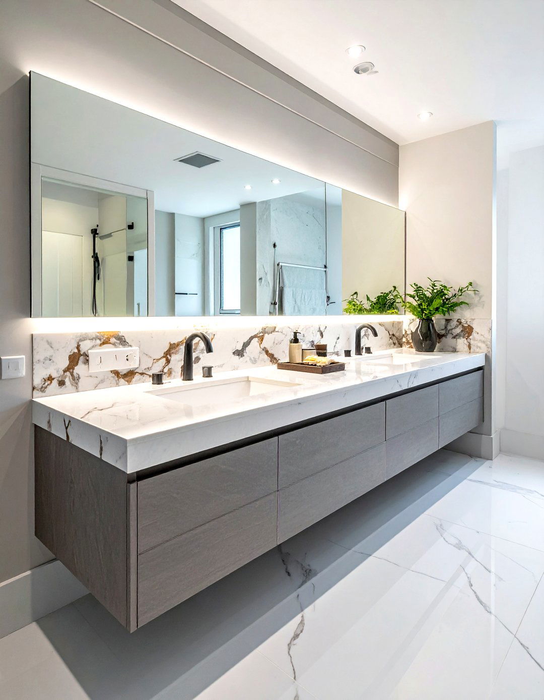 Alaska White Granite - 30 granite countertop bathroom ideas