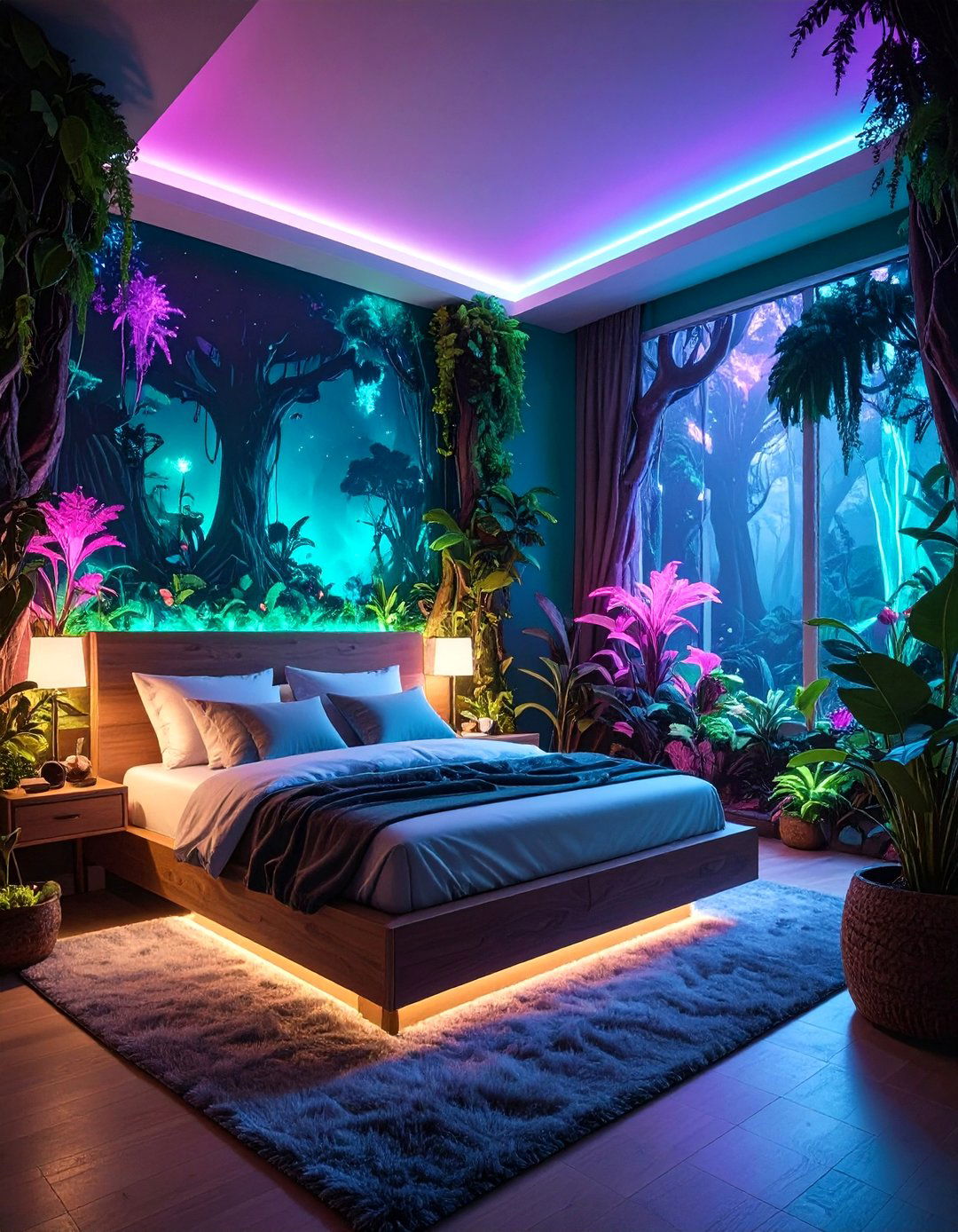 Alien forest bioluminescent - 30 space themed bedroom ideas