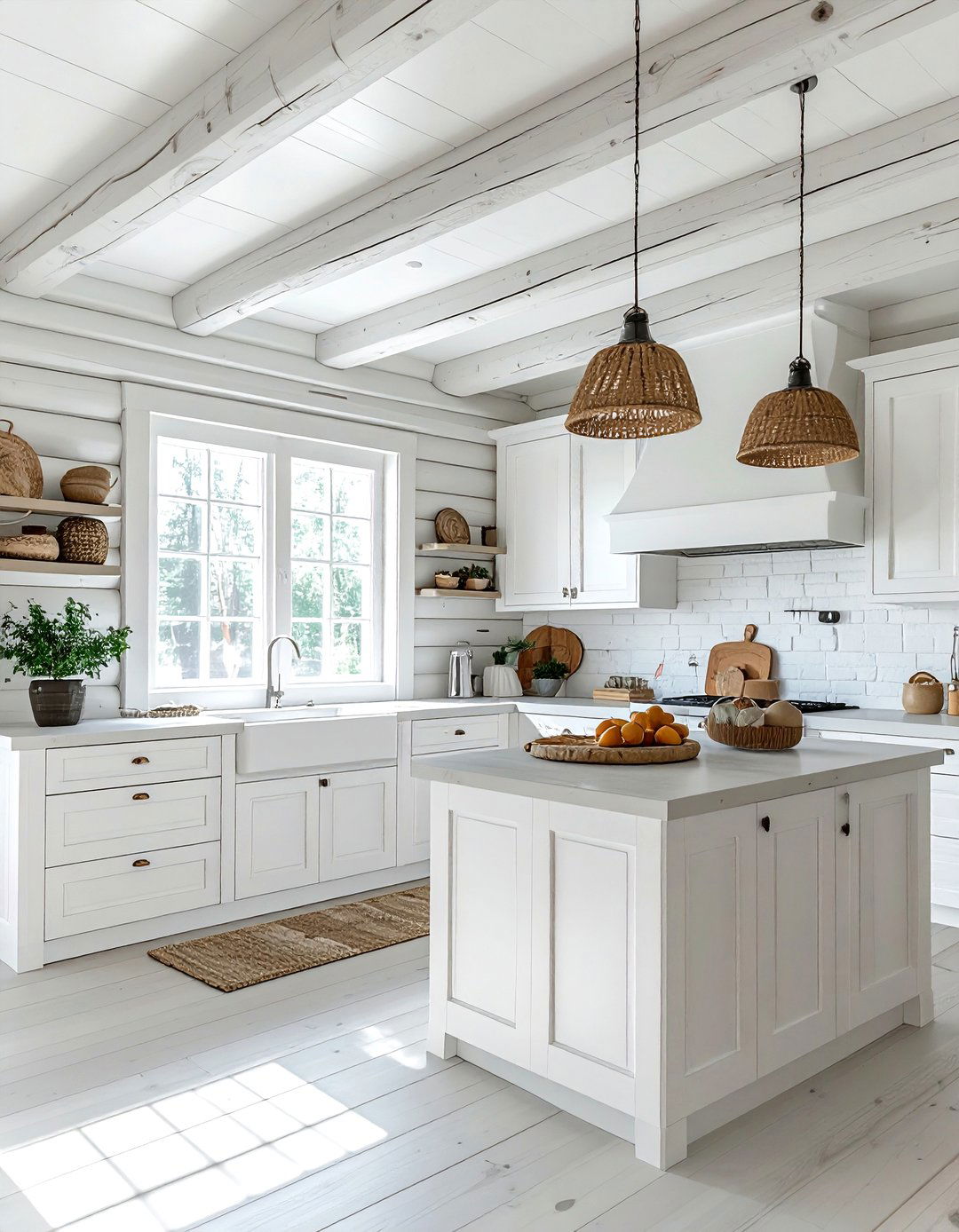 All White Cabin Kitchen - 30 rustic cabin kitchen ideas
