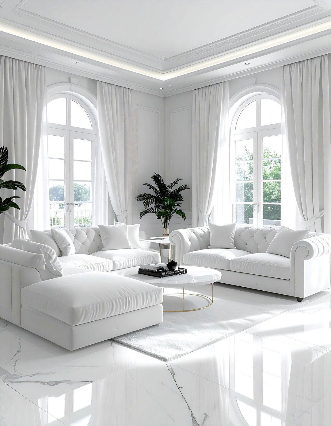 All White Living Room - 30 bright living room ideas