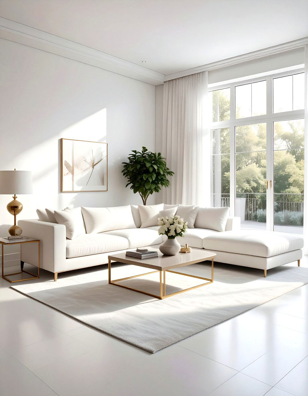 All White Monochromatic Living Room - 30 modern white living room ideas