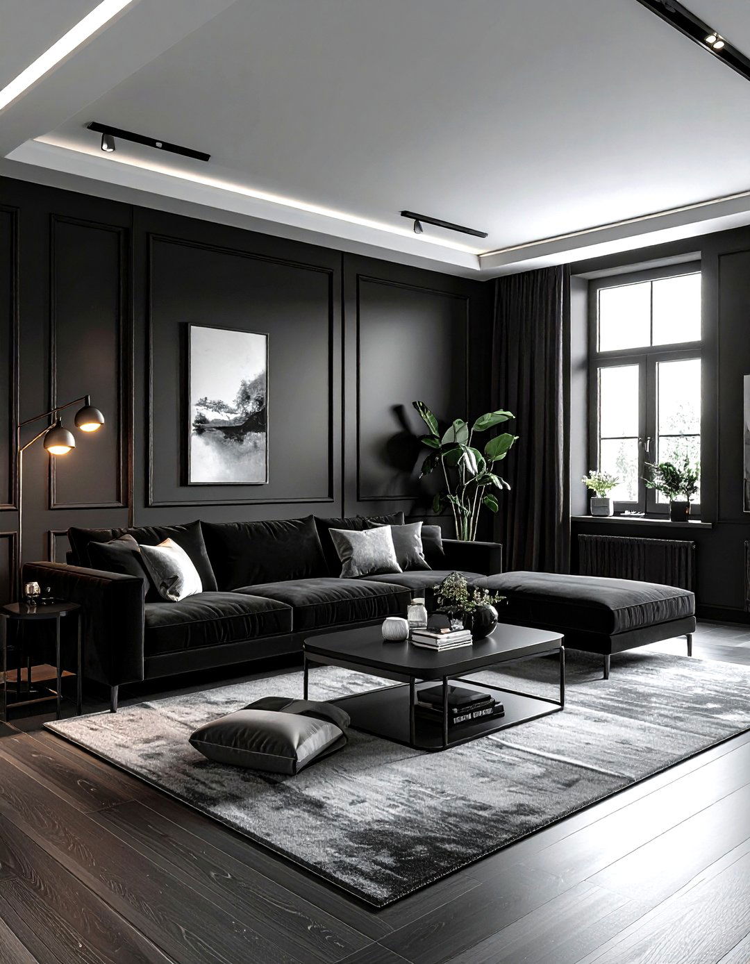 All black minimalist living room - 30 minimalist black living room ideas