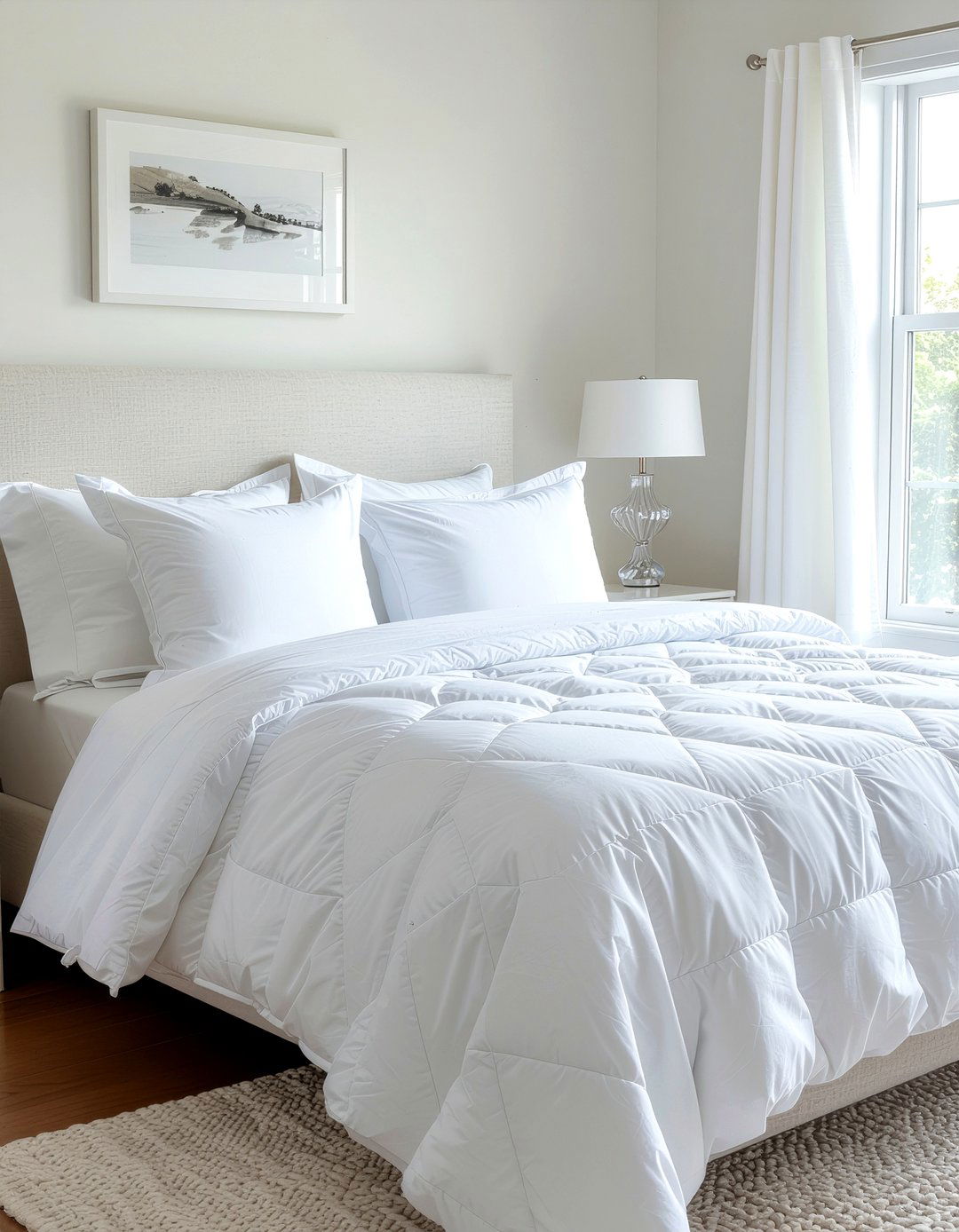 All white bedding - 30 calming bedroom ideas