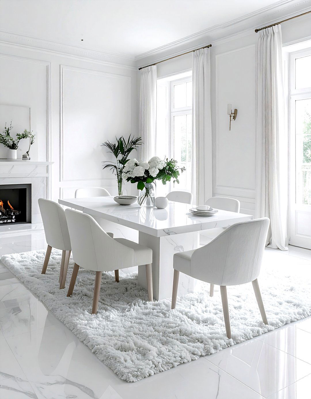 All white dining room - 30 dining room remodel ideas