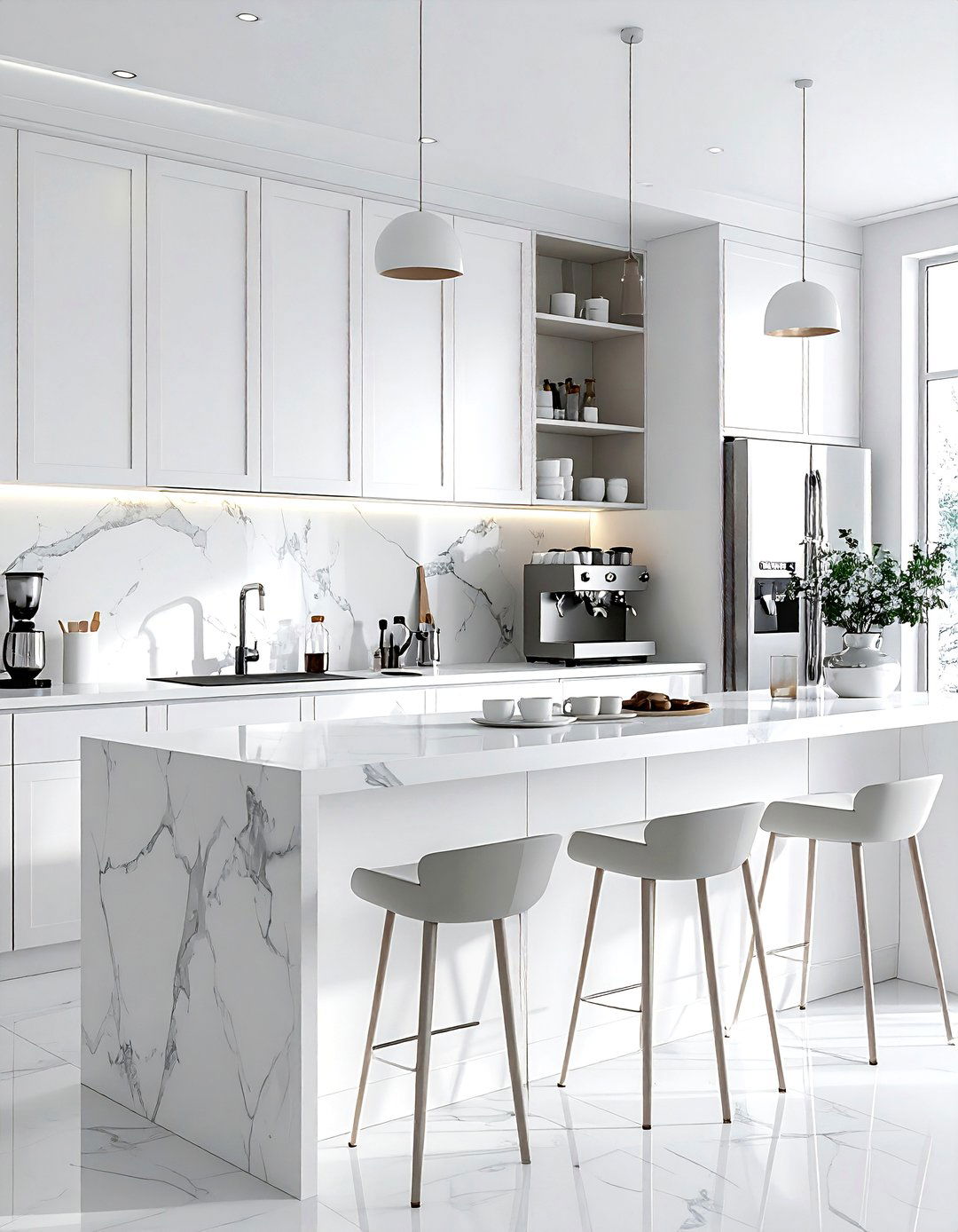 All white kitchen coffee station - 30 coffee bar kitchen ideas