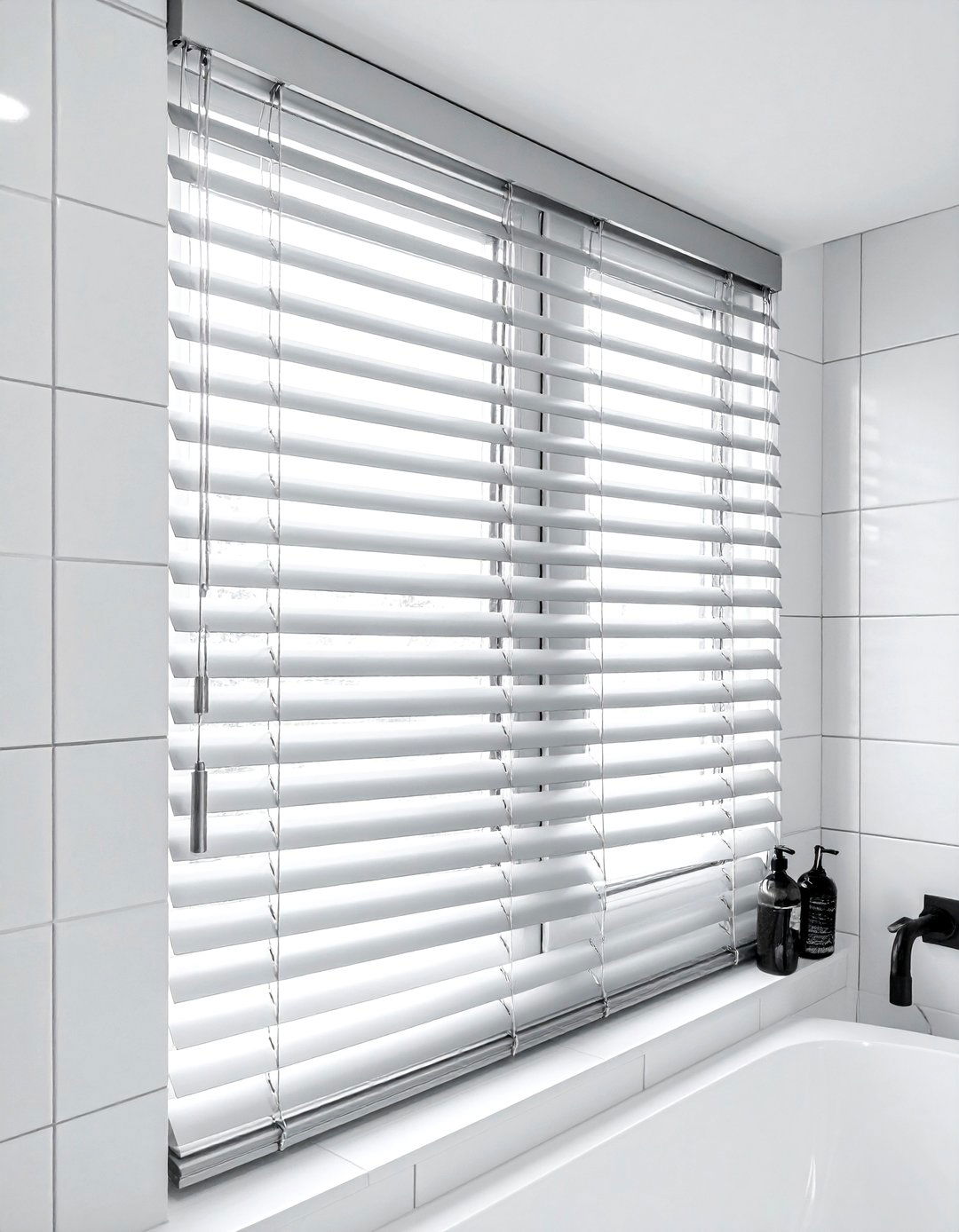 Aluminum Mini Blinds - 30 bathroom window treatment ideas