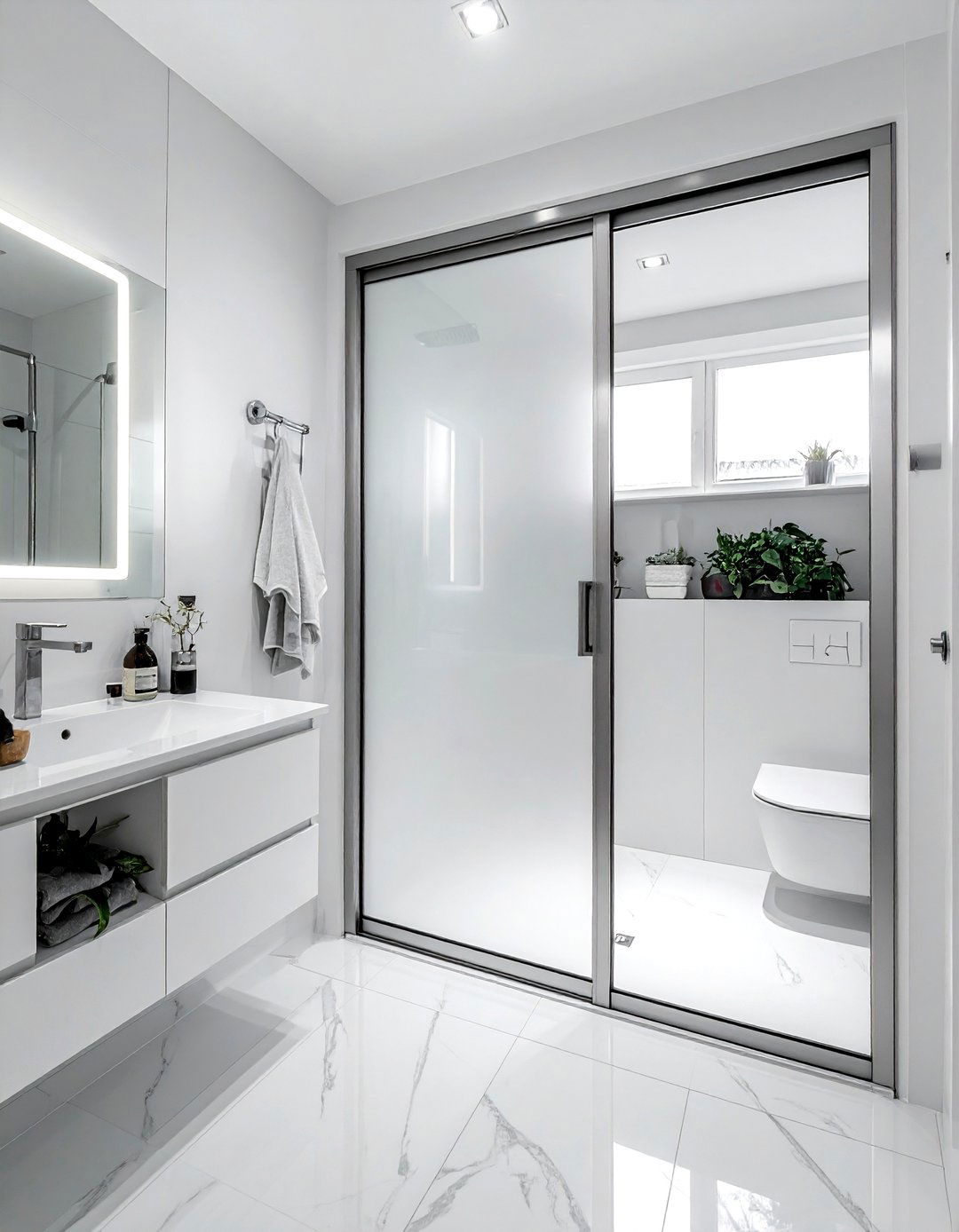 Aluminum glass pocket door - 30 bathroom pocket door ideas