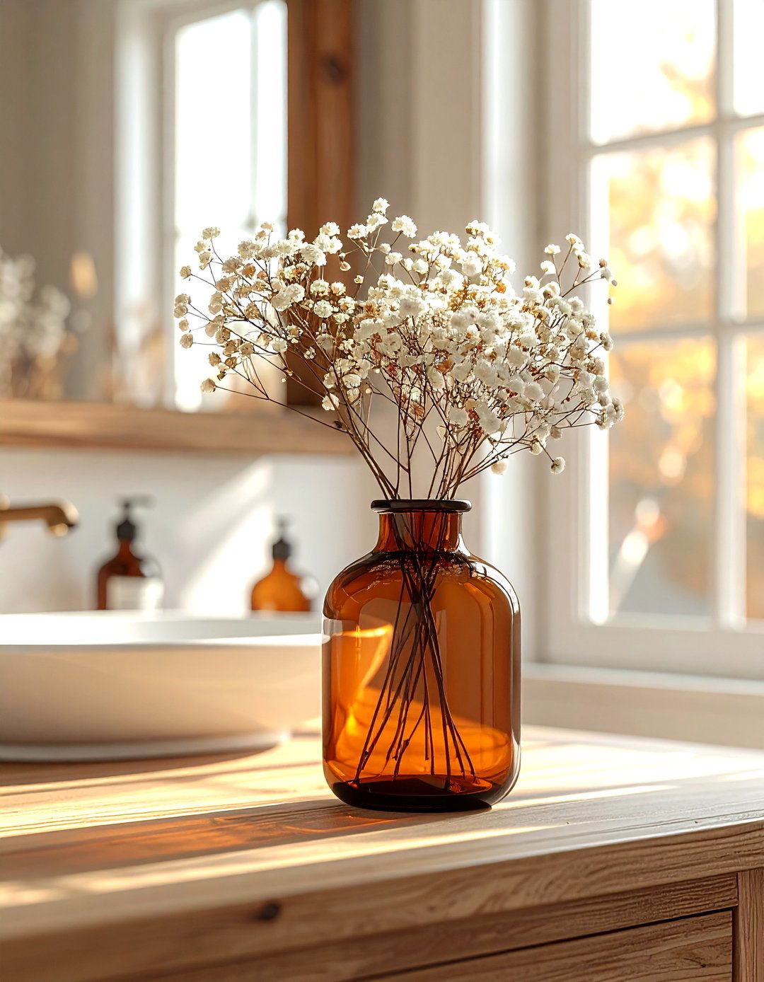 Amber Glass Bathroom Vase - 30 bathroom vase ideas