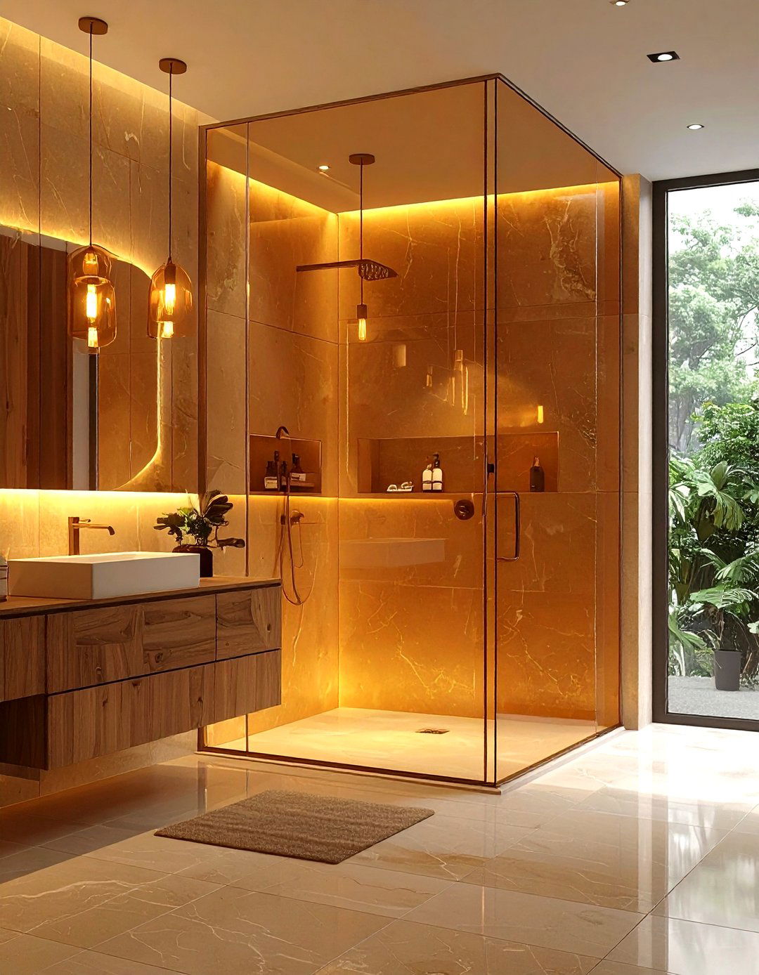 Amber Glass Bathroom - 30 warm brown bathroom ideas