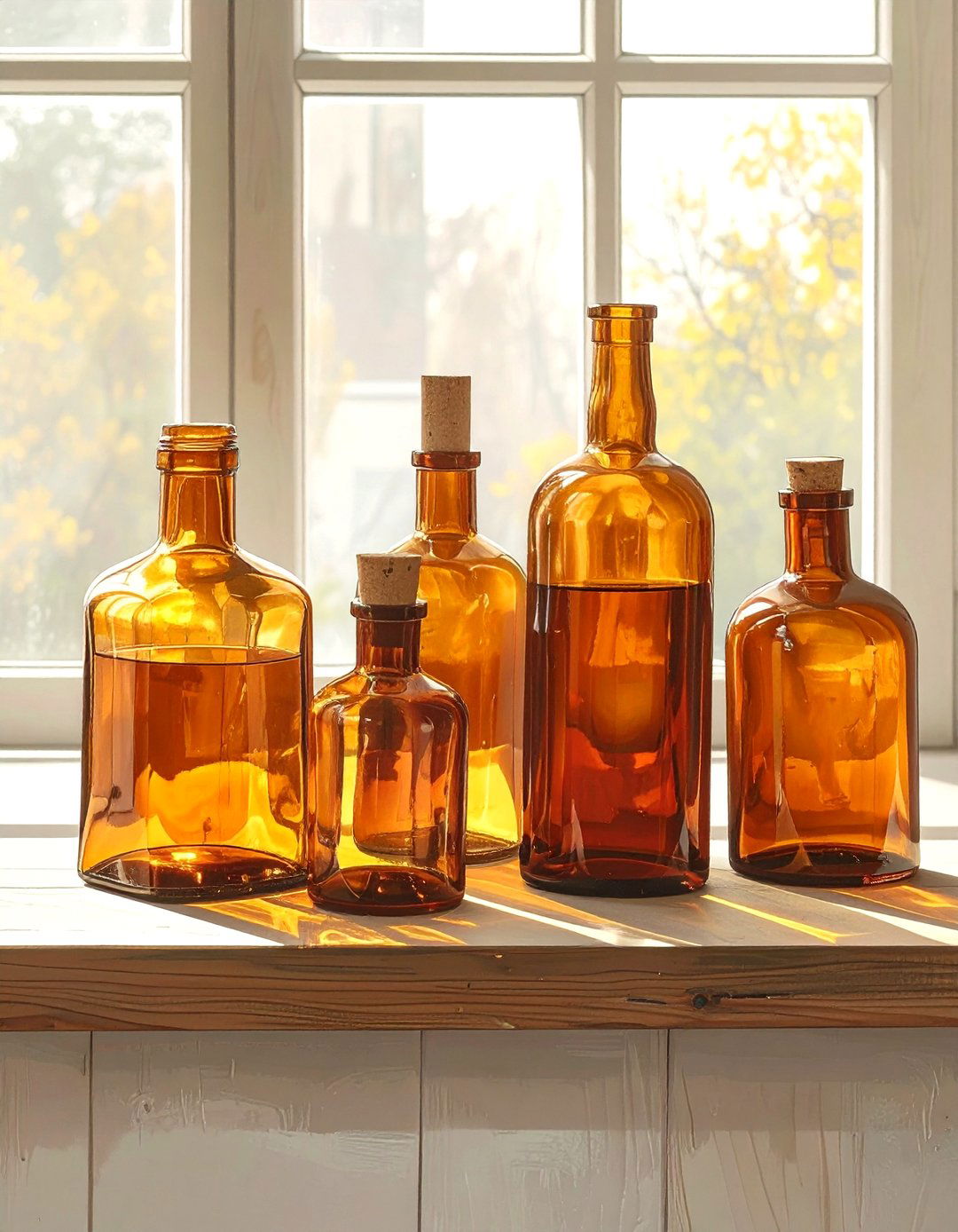 Amber Glass Bottle - 30 warm decor ideas
