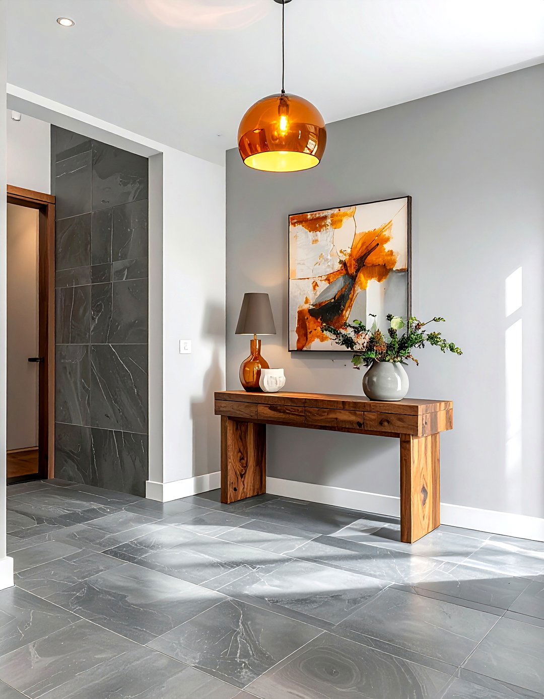 Amber and slate entryway - 30 warm color scheme ideas