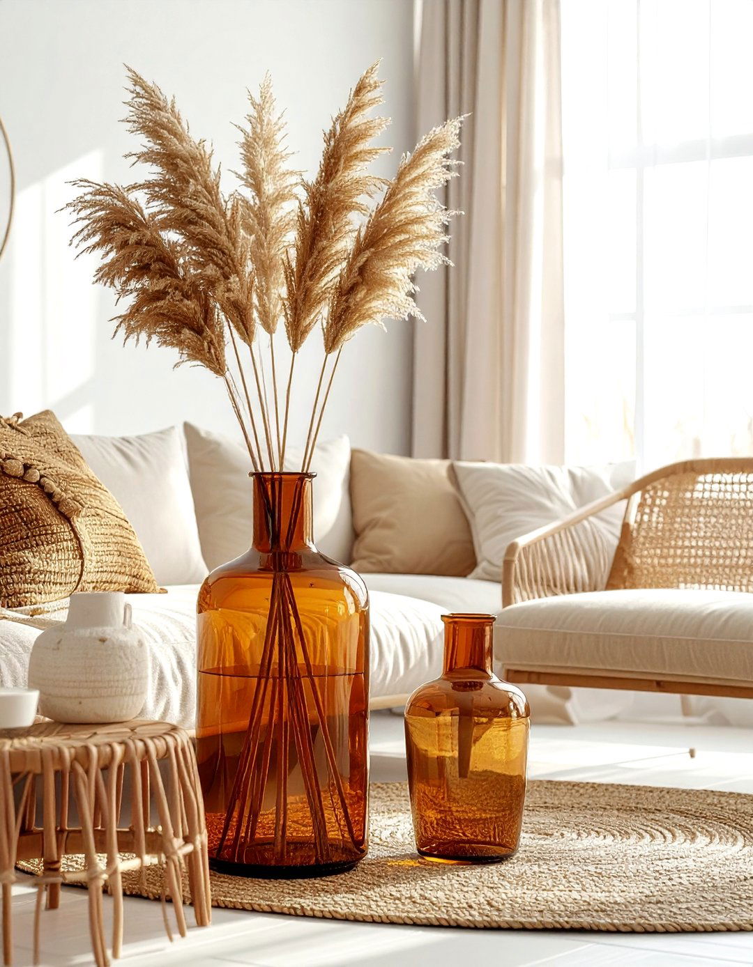 Amber glass floor vase - 30 vintage vase ideas